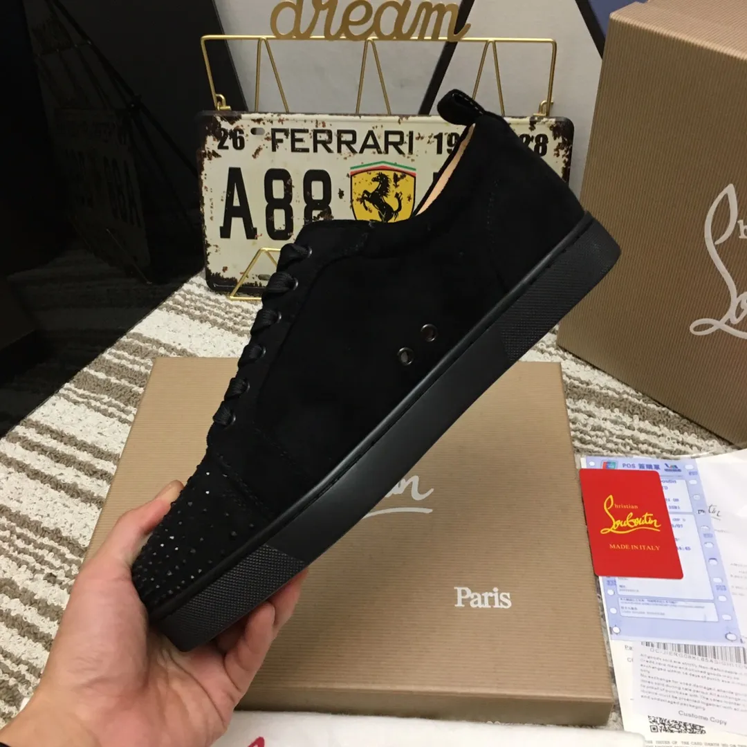Ex-factory price 440. christian louboutin (CL red sole shoes) counter hot diamond series, high-top casual sneakers for couples 📢 📢 📢 Exclusive hot style release 🎈🎈💪 Movable latex feet 👻 Finished outsole sewing line [satisfied] 😝Female 35-40# Male 38#-46, global supply😝 [Top version]: original imported cowhide suede upper, top original leather lining, original molded TPU outsole, original 1:1 detail processing, original shoe last,